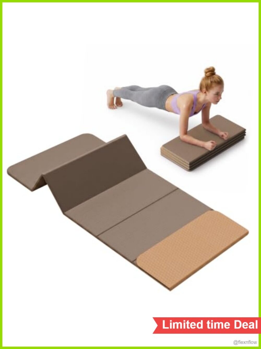 Foldable Fitness Yoga Mat, 0.4" Extra Thick, Non-Slip, Quick-Rebound,